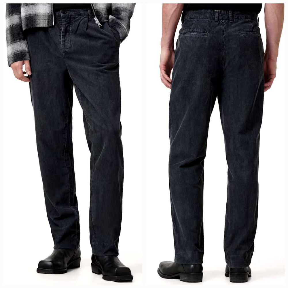 AllSaints Elm Corduroy Trouser Pants Sz 30 Straight Fit Faded Black